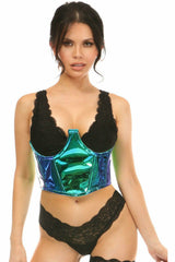 Daisy Corsets Lavish Teal/Blue Holo Open Cup Underwire Waist Cincher