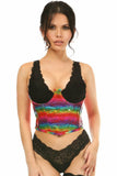 Daisy Corsets Lavish Rainbow Glitter PVC Open Cup Underwire Waist Cincher