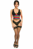 Daisy Corsets Lavish Rainbow Glitter PVC Open Cup Underwire Waist Cincher - Flyclothing LLC