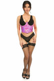 Lavish Fuchsia Holo Open Cup Underwire Waist Cincher - Flyclothing LLC