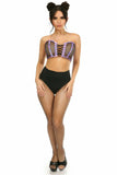 Daisy Corsets Lavish Purple Holo & Fishnet Lace-Up Short Bustier Top - Flyclothing LLC