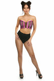 Lavish Fuchsia Holo & Fishnet Lace-Up Short Bustier Top - Flyclothing LLC