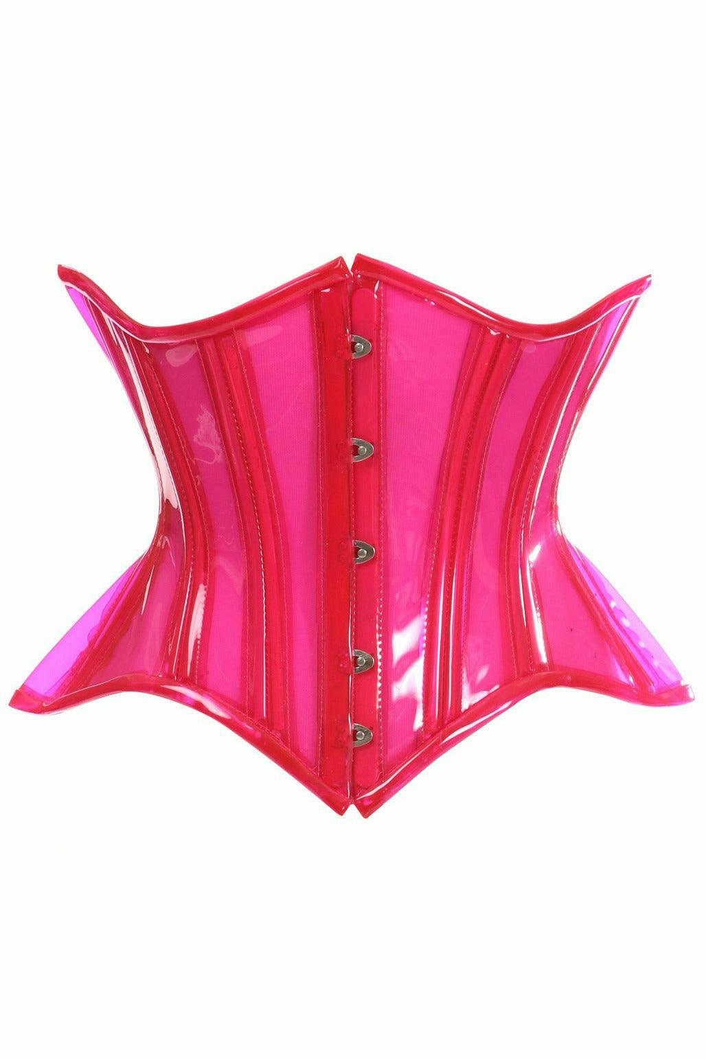 Lavish Pink Clear Curvy Underbust Waist Cincher Corset - Flyclothing LLC