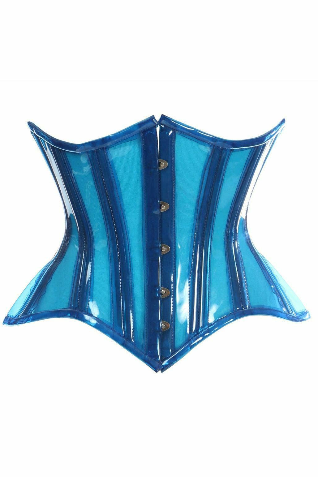 Lavish Blue Clear Curvy Underbust Waist Cincher Corset - Flyclothing LLC