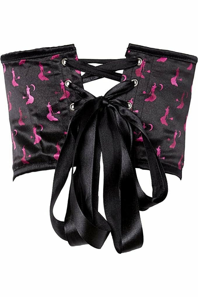 Daisy Corsets Lavish Black & Magenta Witches Satin Open Cup Waist Cincher - Flyclothing LLC