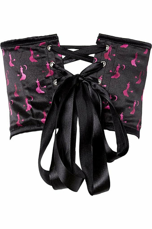 Daisy Corsets Lavish Black & Magenta Witches Satin Open Cup Waist Cincher - Flyclothing LLC