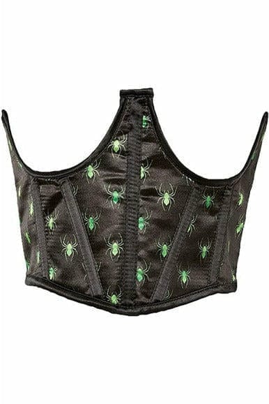 Daisy Corsets Lavish Black & Green Spiders Satin Open Cup Waist Cincher - Daisy Corsets