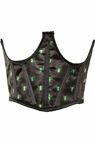 Daisy Corsets Lavish Black & Green Spiders Satin Open Cup Waist Cincher