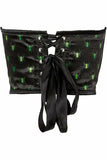 Daisy Corsets Lavish Black & Green Spiders Satin Open Cup Waist Cincher - Flyclothing LLC