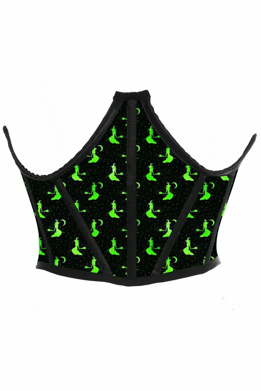 Daisy Corsets Lavish Black & Green Witches Satin Open Cup Waist Cincher - Daisy Corsets