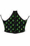 Daisy Corsets Lavish Black & Green Witches Satin Open Cup Waist Cincher