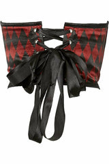 Lavish Black & Red Diamond Satin Open Cup Waist Cincher - Flyclothing LLC