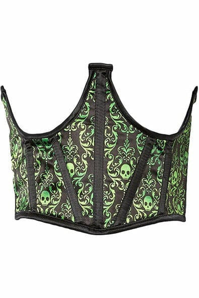 Daisy Corsets Lavish Green & Black Skull Satin Open Cup Waist Cincher