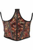 Daisy Corsets Lavish Orange & Black Skull Satin Open Cup Waist Cincher