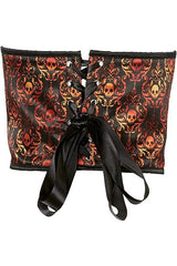 Lavish Orange & Black Skull Satin Open Cup Waist Cincher - Flyclothing LLC