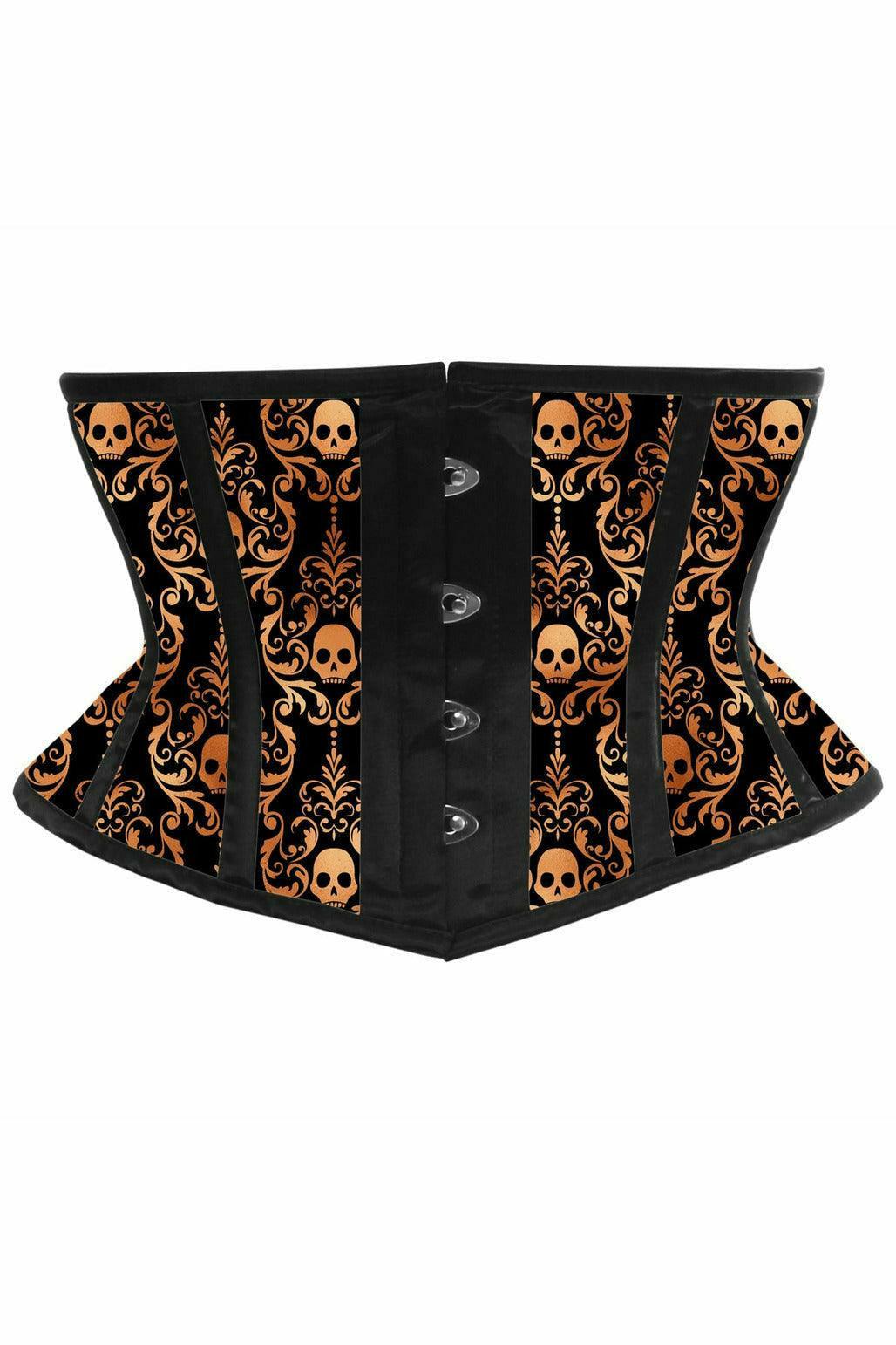 Lavish Orange & Black Waist Cincher Corset - Flyclothing LLC