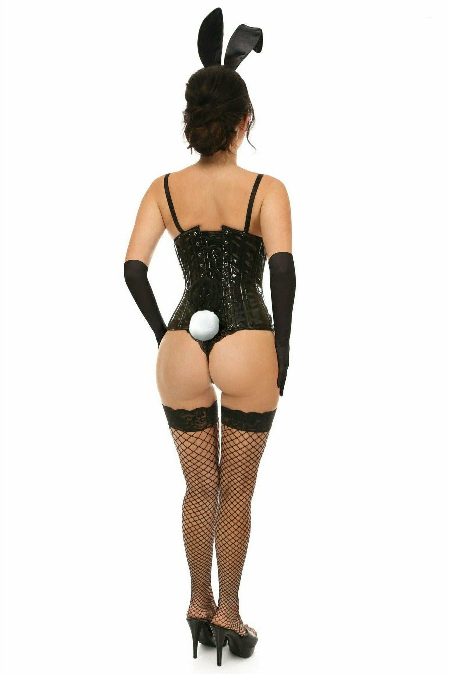 Daisy Corsets Lavish 4 PC Black Vinyl Bunny Corset Costume - Flyclothing LLC