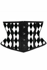 Lavish Black & White Diamond Waist Cincher Corset - Flyclothing LLC