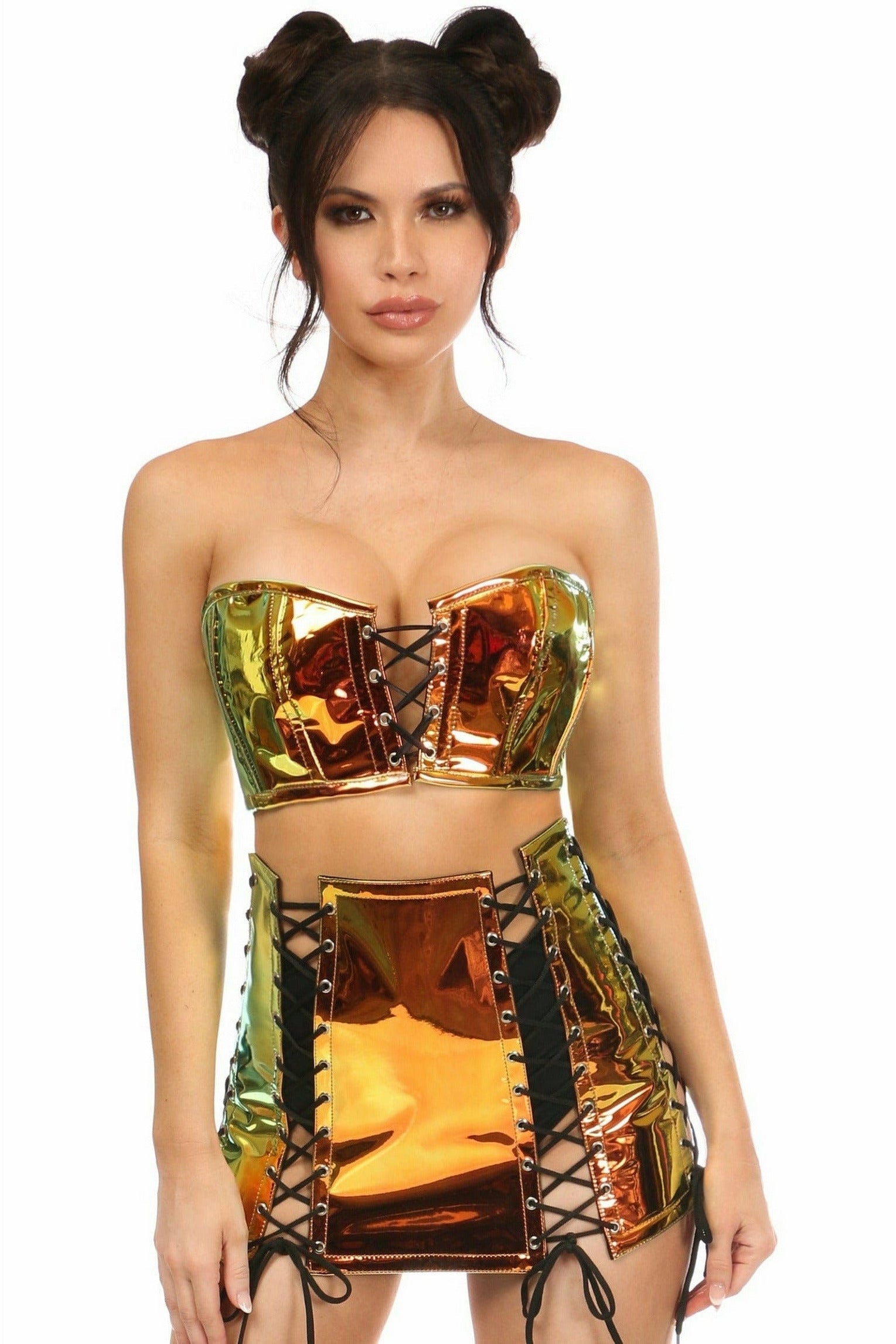 Daisy Corsets Lavish 2 PC Sunset Holo Bustier & Skirt Set