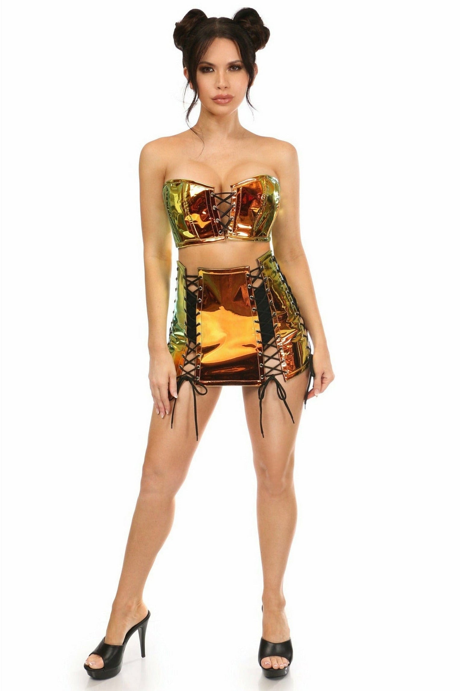 Daisy Corsets Lavish 2 PC Sunset Holo Bustier & Skirt Set - Flyclothing LLC