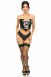 Lavish Black Faux Leather w/Pink Lace-Up Bustier - Flyclothing LLC