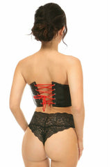 Daisy Corsets Lavish Black Faux Leather w/Red Lace-Up Bustier - Flyclothing LLC