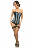 Lavish Lt Blue Burlesque Overbust Corset - Flyclothing LLC