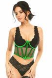 Daisy Corsets Lavish Green Holo & Fishnet Underwire Waist Cincher Corset