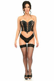 Daisy Corsets Lavish Black Faux Leather w/Black Lacing Lace-Up Bustier - Flyclothing LLC