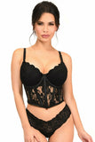 Lavish Black Sheer Lace Underwire Waist Cincher Corset - Flyclothing LLC