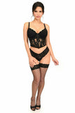 Lavish Black Sheer Lace Underwire Waist Cincher Corset - Flyclothing LLC