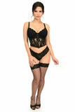 Lavish Black Sheer Lace Underwire Waist Cincher Corset - Flyclothing LLC