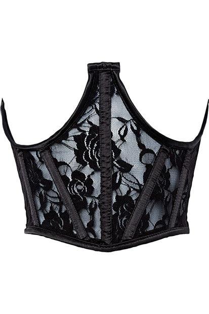 Lavish Black Sheer Lace Underwire Waist Cincher Corset - Flyclothing LLC