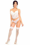 Lavish White Sheer Lace Underwire Waist Cincher Corset - Flyclothing LLC