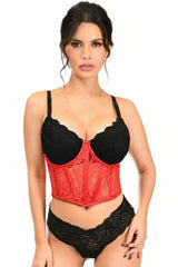 Lavish Red Sheer Lace Underwire Waist Cincher Corset - Flyclothing LLC