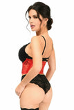 Lavish Red Sheer Lace Underwire Waist Cincher Corset - Flyclothing LLC