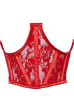 Lavish Red Sheer Lace Underwire Waist Cincher Corset - Flyclothing LLC