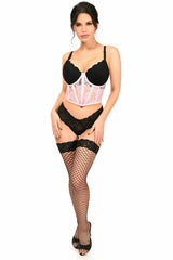 Lavish Lt Pink Sheer Lace Underwire Waist Cincher Corset - Flyclothing LLC