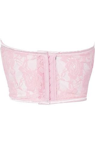 Lavish Lt Pink Sheer Lace Underwire Waist Cincher Corset - Flyclothing LLC