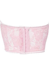 Lavish Lt Pink Sheer Lace Underwire Waist Cincher Corset - Flyclothing LLC