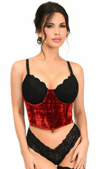 Lavish Red Velvet Underwire Waist Cincher Corset - Flyclothing LLC