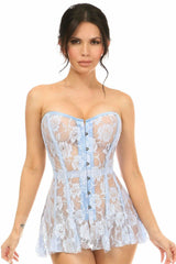 Lavish Lt Blue Sheer Lace Corset Dress - Flyclothing LLC