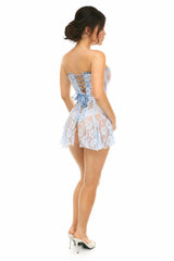 Lavish Lt Blue Sheer Lace Corset Dress - Flyclothing LLC