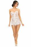 Daisy Corsets Lavish White Sheer Lace Corset Dress - Flyclothing LLC