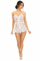 Lavish White Sheer Lace Corset Dress - Flyclothing LLC