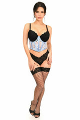 Lavish Lt Blue Sheer Lace Underwire Waist Cincher Corset - Flyclothing LLC