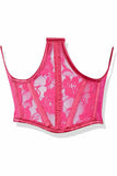 Lavish Fuchsia Sheer Lace Underwire Waist Cincher Corset - Flyclothing LLC