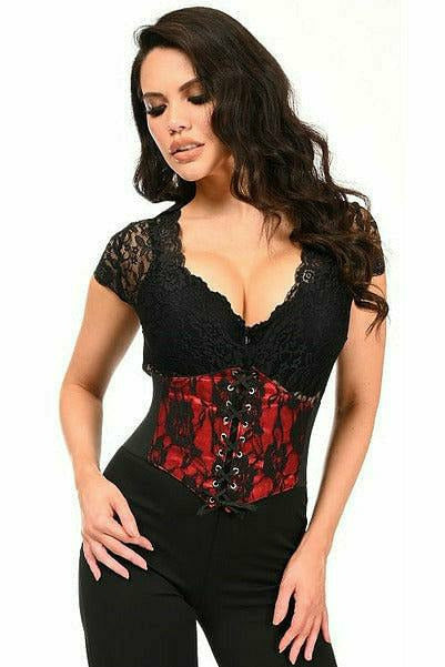 Daisy Corsets Lavish Red w/Black Lace Overlay Corset Belt Cincher