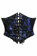 Lavish Blue w/Black Lace Overlay Corset Belt Cincher - Flyclothing LLC
