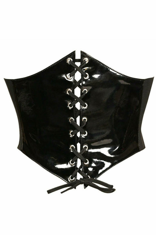 Lavish Black Patent PVC Corset Belt Cincher - Flyclothing LLC